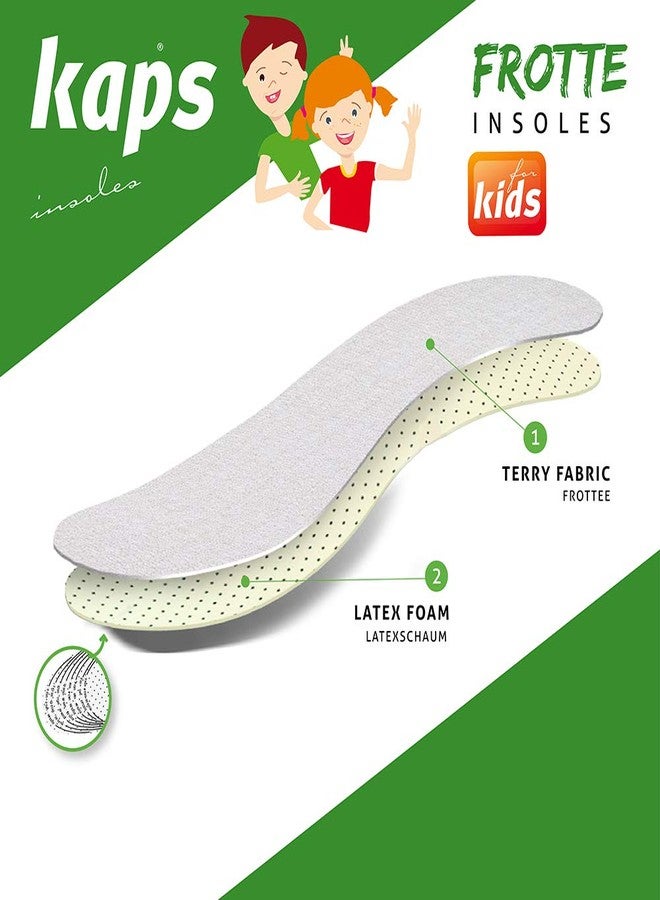 Kaps Best Extra Comfortable Shoe Insoles for Kids (Add On or Replacement Soles) - Shock And Sweat Absorbing Terry Cloth Frotte – Cut To Fit Cut To Size Frotte Kids Made In Europe - Image 2